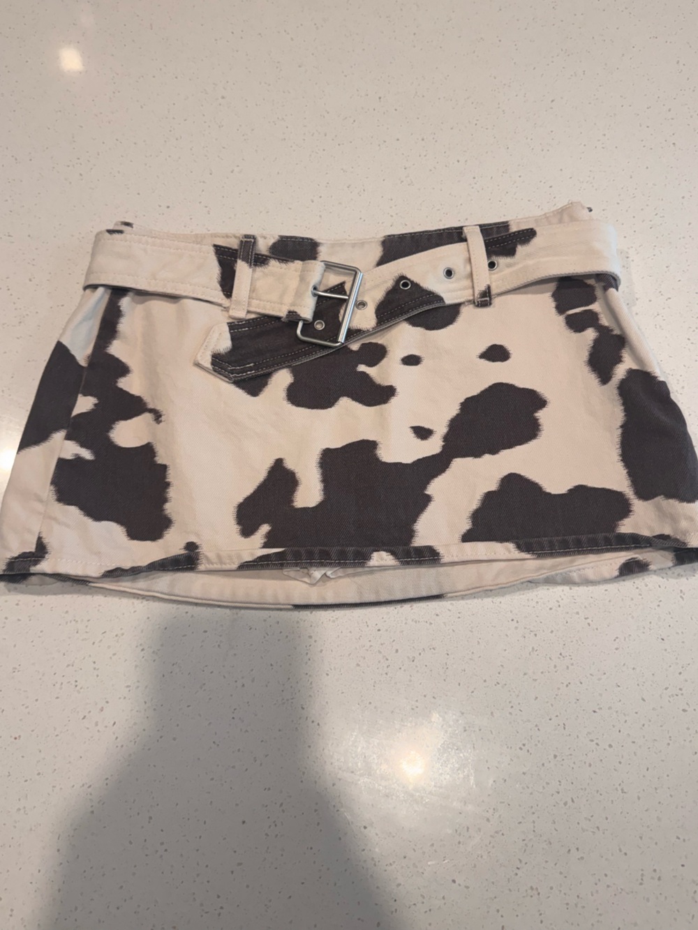 Abercrombie & Fitch Cow Print Mini Skirt in Cream and Brown